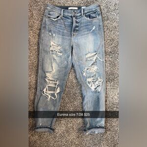 Eunina Women's Light Blue Distressed Skinny Jeans